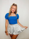 Blue Cropped Square Neck Sweater Top- blue, blue top, CROPPED, cropped sweater, game, game day, Game day shirt, game days, gameday-Ace of Grace Women's Boutique