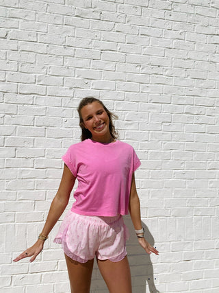 Bow Print Active Shorts- active,active romper,ACTIVE SHORTS,active top,Athleisure,athlete,athletic,athletic shorts,Bottoms,BOW,Bow detail,BOWS,clothing,floral,LOVE,Love shack-Ace of Grace Women's Boutique