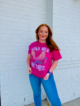 Mineral Washed Stay Wild Vintage Tee- clothing, GRAPHIC TEE, graphic tees, HOT PINK GRAPHIC TEE, Tops-Ace of Grace Women's Boutique
