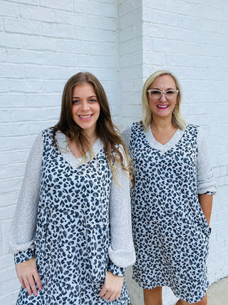 GRAY ANIMAL PRINTED DRESS- Curvy,Dresses & Rompers,plus,plus dress-Ace of Grace Women's Boutique