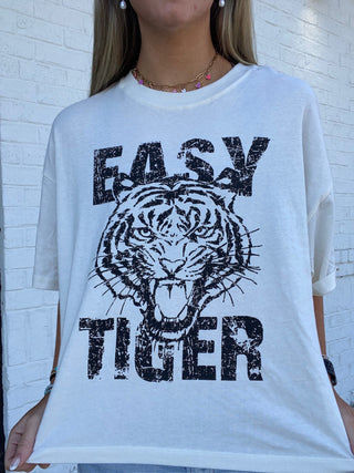 Easy Tiger Graphic tee- crop, crop top, CROPPED, easy, graphic, GRAPHIC TEE, Graphic Tees, graphic tshirt, TIGER, TIGER GRAPHIC TEE, Tops-Ace of Grace Women's Boutique