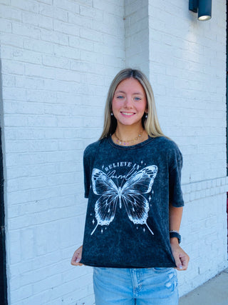 Butterfly Graphic Tee- butterflies,butterfly,butterfly tee,clothing,graphic,graphic T-shirt,GRAPHIC TEE,Graphic Tees,graphic tshirt,Sale,Tops-Ace of Grace Women's Boutique