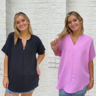 Woven Split Neck Top- clothing,Curvy,Perfect for work,PLUS,summer work top,Tops,work,WORK SHIRT,WORK TOP,WOVEN,WOVEN TOP-Ace of Grace Women's Boutique