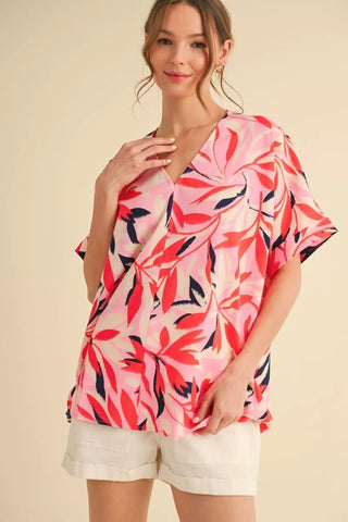 FLORAL PRINT CHIFFON TOP- floral,floral pattern,floral print,FLORAL TOP,florals,Tops-Ace of Grace Women's Boutique