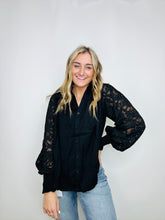 Black Button Up Long Sleeve Top