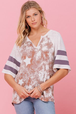Tie Dye Star Top- Curvy,New arrival,soft top,TOP,Tops,WORK TOP-Ace of Grace Women's Boutique