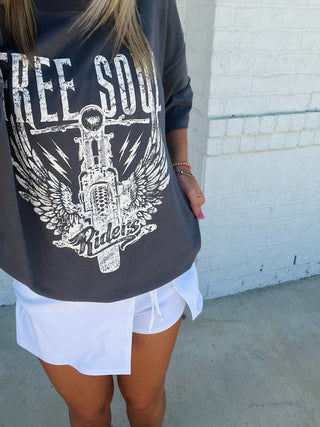 Free Soul Riders Graphic Tee- clothing, Curvy, eagle graphic, graphic, graphic T-shirt, GRAPHIC TEE, Graphic Tees, graphic tshirt, plus size graphic tee, Riders, Tops, WINGS-Ace of Grace Women's Boutique