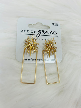 Mia Gold Rhinestone Earrings- Accessories, earring, EARRINGS, gold earrings, Jewelry-Ace of Grace Women's Boutique