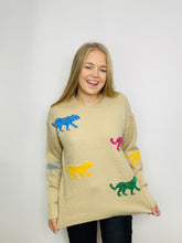 Beige Multi Colored Tiger Sweater