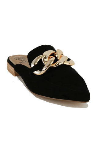 Black Mules with Gold Chain-shoe- chain,FOOTWEAR,gold chain,Mule,shoe,Shoes-Ace of Grace Women's Boutique