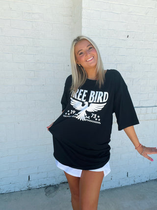 Free Bird Graphic Tee- clothing, Curvy, eagle graphic, graphic, graphic T-shirt, GRAPHIC TEE, Graphic Tees, graphic tshirt, oversized, OVERSIZED TEE, OVERSIZED TOP, plus size graphic tee, Tops-Ace of Grace Women's Boutique