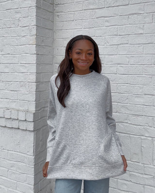 Soft Side Slit Scuba Pullover-TOPS- Curvy,Scuba,SOFT,soft shirt,soft top,Softest,Softline,Softstream,Softstreme,Tops,zenana-Gray-S-Ace of Grace Women's Boutique