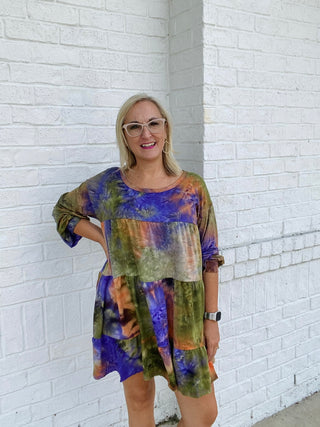 Tie Dye Knit Tiered Dress- clothing,Curvy,dress,dresses & rompers,SOFT,Softest,TIE DYE,tie dye dress-Ace of Grace Women's Boutique