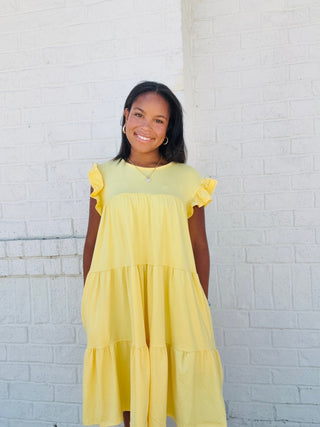 Ruffle Sleeve Tiered Dress- Curvy,dresses & rompers,PLUS,plus dress,plus size,plus size dress,pockets,RUFFLE-Ace of Grace Women's Boutique