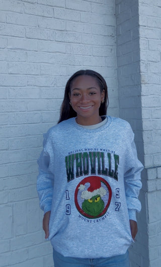 Grey Whoville Sweatshirt- CHRISTMAS,CHRISTMAS GRAPHIC TEE,CHRISTMAS SHIRT,christmas sweatshirt,christmas top,clothing,comfy sweatshirt,Curvy,MERRY CHRISTMAS,PLUS,plus size,plus size sweatshirt,PLUS SIZE TOP,plus sweatshirt,Seasonal,sweatshirt,SWEATSHIRTS,Tops-Ace of Grace Women's Boutique