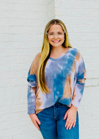 Long Sleeve Tie Dye Top- clothing, Curvy, fall clothes, LONG SLEEVE, long sleeve top, long sleeves, longsleeve, PLUS, plus size, Tops-Ace of Grace Women's Boutique