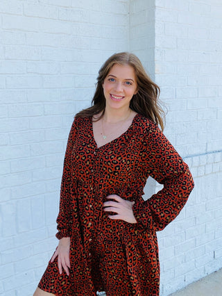 Animal Print Tiered Dress- animal,ANIMAL PRINT,BUTTON UP DRESS,CHEETAH DRESS,church dress,curv,Curvy,dress,dresses & rompers,Dressy,FALL,fall clothes,fall transition,LEOPARD DRESS,Midi Dress,mini dress,PLUS,plus dress,plus size-Ace of Grace Women's Boutique