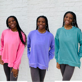 Hi-Low Pullover with Pocket- clothing,Hi,HOT PINK,hot pink top,lavendar,lavender,LAVENDER TEE,LAVENDER TOP,oversized sweatshirt,pink,pink pullover,pink sweatshirt,pullover,purple sweatshirt,sweatshirt,SWEATSHIRTS,teal,TEAL SHIRT,TEAL TOP,Tops,Xlothi-Ace of Grace Women's Boutique