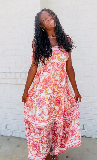 Floral Midi Dress with Tie Straps- beach,beach dress,BOW,dresses & rompers,floral,floral dress,LOVE,Love shack,Love shack fancy,Loveshack,Midi Dress,stoney clover-Ace of Grace Women's Boutique