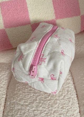 Pink Bows Makeup Bag (small)- Accessories, accessory, bag, bags, BEACH COSMETIC BAG, BOW, Bow detail, BOWS, CAMERA BAG, cosmetic bag, gifts, LIGHT PINK, makeup, makeup bag, MAKEUP CASE, MAKEUP CLUTCH, pink, ribbon-Ace of Grace Women's Boutique
