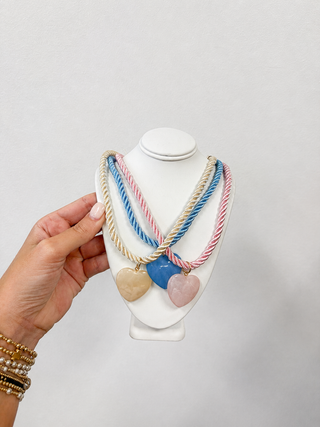 MG Love Knot Necklace-necklace- Color Pink,Fun jewelry,HEART,HEART NECKLACE,Jewelry,LIGHT PINK,NECKLACE,necklaces,pink and blue,PINK NECKLACE-Ace of Grace Women's Boutique