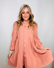 Dusty Blush Gauze Button Down Dress