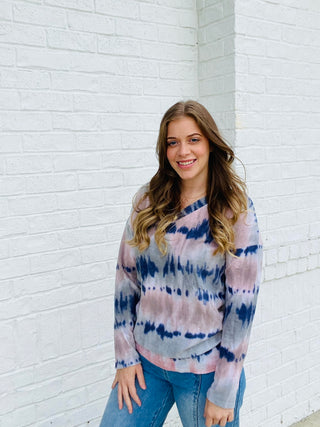 Brushed Tie Dye V-Neck Top- curv,Curvy,PLUS,plus size,PLUS SIZE TOP,plus sizes,Tops-Ace of Grace Women's Boutique