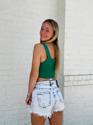 Cropped Fitted Sweater Tank Top- Athleisure,athlete,athletic,athletic tank,clothing,CROPPED TANK,CROPPED TANK TOP,GREEN,SQUARE NECK,summer tank,tank,tank top,Tops-Ace of Grace Women's Boutique