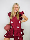 Ruffle Sleeve Star Sequin Dress | 2 Colors- dress, flowy dress, football, game day, game day dress, game days, sequin dress, tiered dress-Ace of Grace Women's Boutique