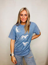 Blue Mineral Washed Cheetah Graphic Tee