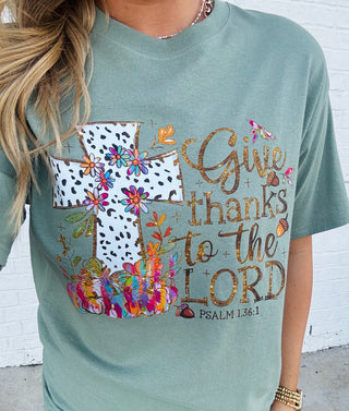 Give Thanks to The Lord Graphic Tee- clothing,Day Thanksgiving,graphic,graphic T-shirt,GRAPHIC TEE,Graphic Tees,graphic tshirt,Seasonal,thanksgiving,thanksgiving shirt,Tops-Ace of Grace Women's Boutique