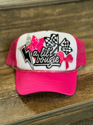 A Lil Boujie Trucker Hat- Accessories, accessory, Boujee, Boujie, cap, hair accessory, HAT, hats, MadelynnGrace, Pink hat, trucker hat, trucker hats-Hot Pink-Ace of Grace Women's Boutique
