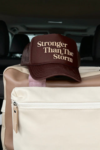 Stronger than the Storm Trucker Hat- Accessories, accessory, brown hat, fall hat, HAT, hats, Storm, trucker hat, trucker hats-Ace of Grace Women's Boutique