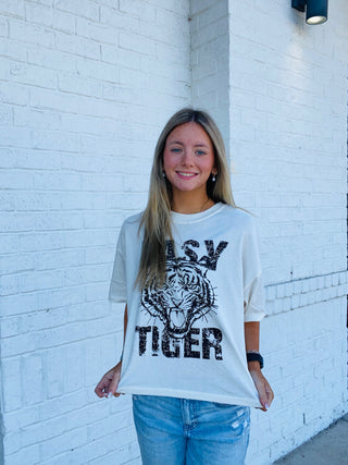 Easy Tiger Graphic tee- crop, crop top, CROPPED, easy, graphic, GRAPHIC TEE, Graphic Tees, graphic tshirt, TIGER, TIGER GRAPHIC TEE, Tops-Ace of Grace Women's Boutique