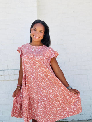 Floral Ruffle Sleeve Tiered Dress- clothing,Curvy,Dressed,dresses & rompers,floral,PLUS,RUFFLE,tiered,tiered dress-Ace of Grace Women's Boutique