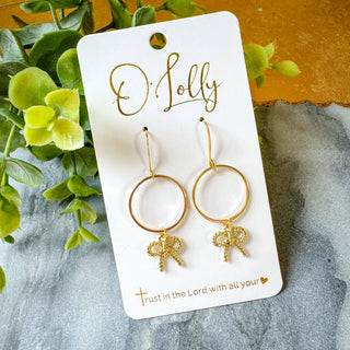 O’Lolly Hoop & Bow Earrings- BOW, BOWS, earring, EARRINGS, Jewelry-Ace of Grace Women's Boutique