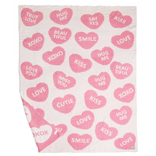 Conversation Heart Reversible Blanket- blanket, gifts, Seasonal, soft blanket, throw blanket-Ace of Grace Women's Boutique