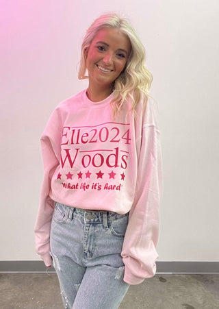 MADELYNN GRACE Elle 2024 Sweatshirt- 2024, clothing, comfy sweatshirt, Curvy, Elle woods, LIGHT PINK, MadelynnGrace, pink, pink sweatshirt, plus size sweatshirt, plus sweatshirt, sweatshirt, SWEATSHIRTS-Ace of Grace Women's Boutique