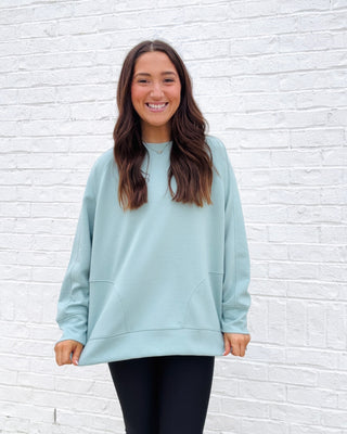 Light Sage Extreme Soft Side Slit Pullover- clothing,COMFY,comfy sweatshirt,Curvy,fall clothes,Lulu,oversized sweatshirt,PLUS,plus size,PLUS SIZE HOODIE,plus size sweatshirt,PLUS SIZE TOP,plus sizes,plus sweatshirt,pullover,Softstream,Softstreme,sweatshirt,SWEATSHIRTS,Tops-Ace of Grace Women's Boutique