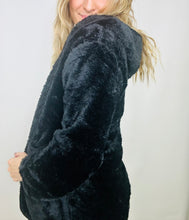 Black Faux Fur Hooded Jacket