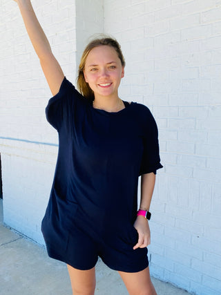 Big Shot Tee Romper- active romper, athletic romper, BLUE ROMPER, clothing, dresses & rompers, Free people, grey romper, Hot shot, People, PINK ROMPER, Romper dress, Tee romper-Ace of Grace Women's Boutique