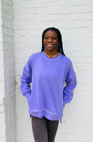 Hi-Low Pullover with Pocket- clothing,Hi,HOT PINK,hot pink top,lavendar,lavender,LAVENDER TEE,LAVENDER TOP,oversized sweatshirt,pink,pink pullover,pink sweatshirt,pullover,purple sweatshirt,sweatshirt,SWEATSHIRTS,teal,TEAL SHIRT,TEAL TOP,Tops,Xlothi-Ace of Grace Women's Boutique