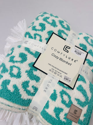 Cozy Cheetah Throw Blanket- Accessories, blanket, COZY, gifts, Loungewear, MadelynnGrace, sleep, throw blanket-Teal-Ace of Grace Women's Boutique