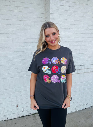 Football Helmet Graphic Tee- Curvy,football,game day,Game day shirt,game days,gameday,graphic,graphic T-shirt,GRAPHIC TEE,Graphic Tees,graphic tshirt,plus size graphic tee,Seasonal,Tops-Ace of Grace Women's Boutique