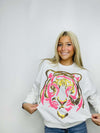 Tiger Long Sleeve Sequin Sweatshirt- LONG SLEEVE, long sleeves, pullover, SEQUIN TIGER, TIGER-Ace of Grace Women's Boutique