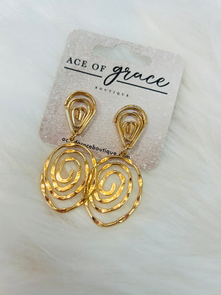 The Swirl Gold Earrings- Accessories, earring, EARRINGS, gold earrings, Jewelry, Sale-Ace of Grace Women's Boutique