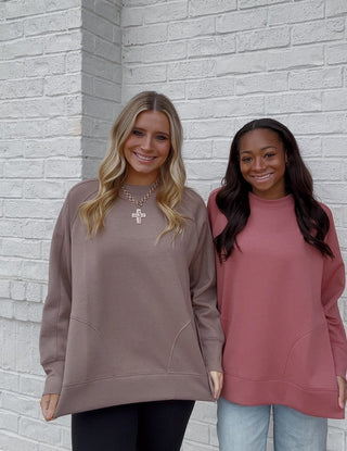 Soft Side Slit Scuba Pullover-TOPS- Curvy,Scuba,SOFT,soft shirt,soft top,Softest,Softline,Softstream,Softstreme,Tops,zenana-Rose-S-Ace of Grace Women's Boutique