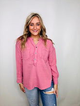 Classic Gauze Button Up Long Sleeve Top || 2 Colors