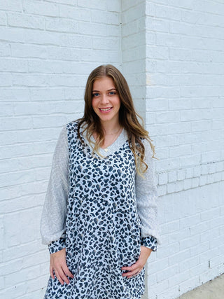 GRAY ANIMAL PRINTED DRESS- Curvy,Dresses & Rompers,plus,plus dress-Ace of Grace Women's Boutique