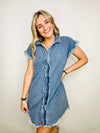Classic Denim Button Down Dress- BLUE DENIM, BUTTON UP DRESS, denim, DENIM DRESS, dress, FALL, fall clothes, LIGHT DENIM TOP-Ace of Grace Women's Boutique